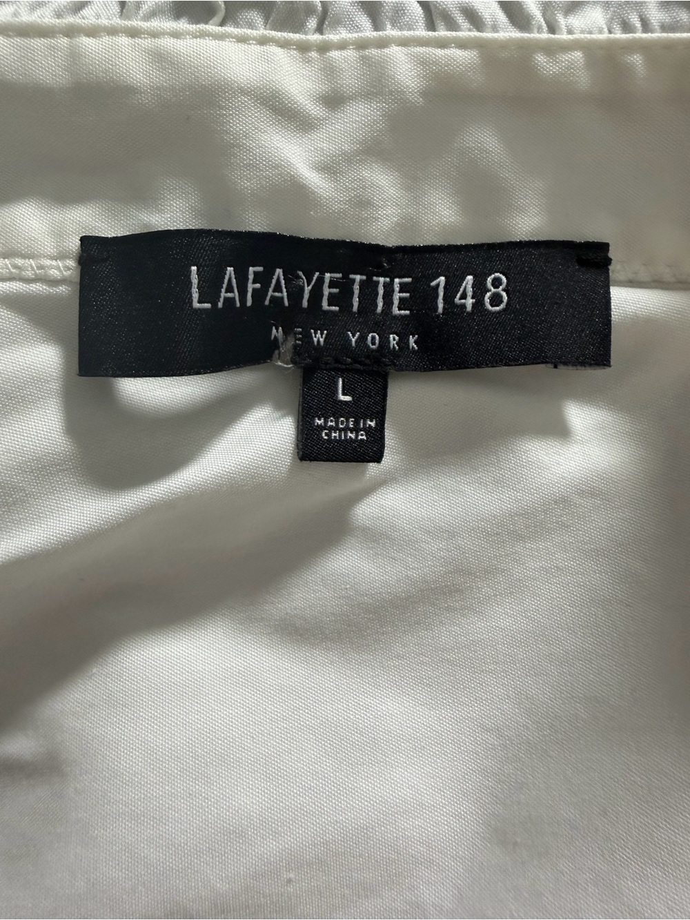 Lafayette 148 White Ruffle Collar High Neck Silver Trim Button Down Blouse L - Picture 4 of 14